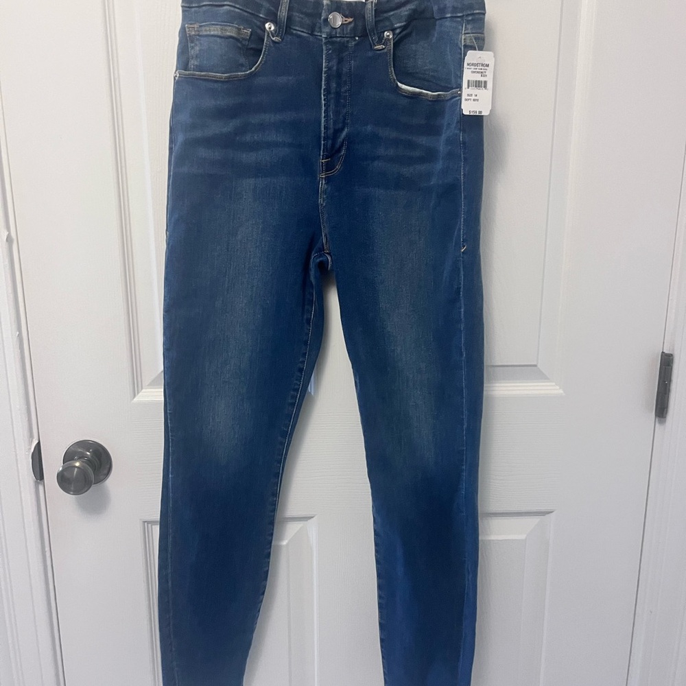 Good American Good Waist High Waist Raw Hem Ankle Skinny Jeans - Picture 4 of 13